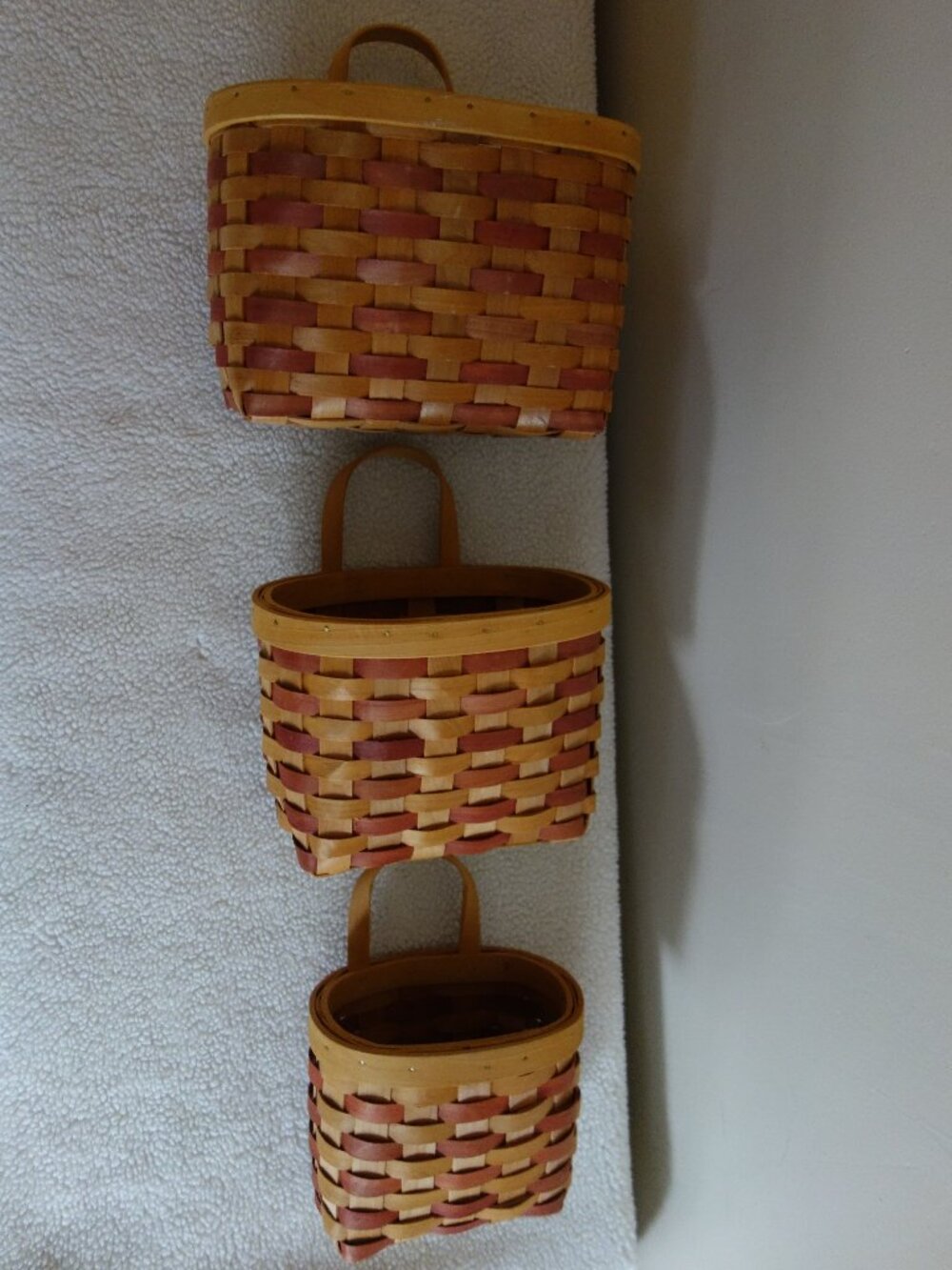 3 Woven Wall Baskets Organizers